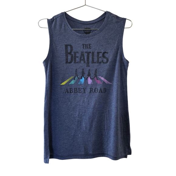 The Beatles Abbey Road Graphic Tank Top Blue Women Size L Sleeveless Band Tee - Picture 1 of 7